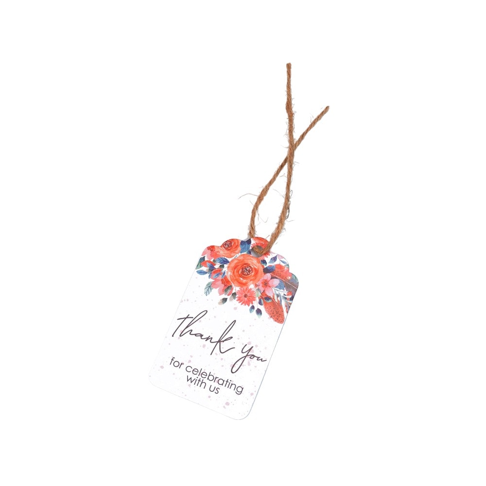 Etichete dreptunghiulare cu flori și mesaj Thank you 4x7cm - model 2 (set 50 buc) 1 - craftup.ro