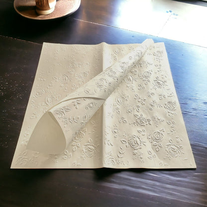 Foi de ambalat decorative print floral - alb (set 10 foi) 58x58cm 2 - craftup.ro