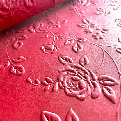 Foi de ambalat decorative print floral - roșu (set 10 foi) 58x58cm 3 - craftup.ro
