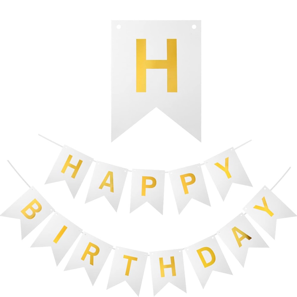 Foi hârtie cu litere pentru petrecere cu mesaj Happy Birthday - alb 1 - craftup.ro