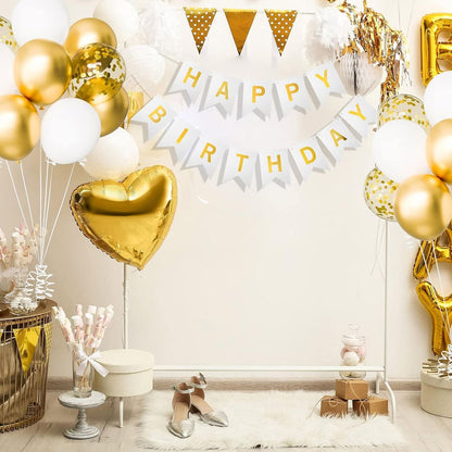 Foi hârtie cu litere pentru petrecere cu mesaj Happy Birthday - alb 7 - craftup.ro