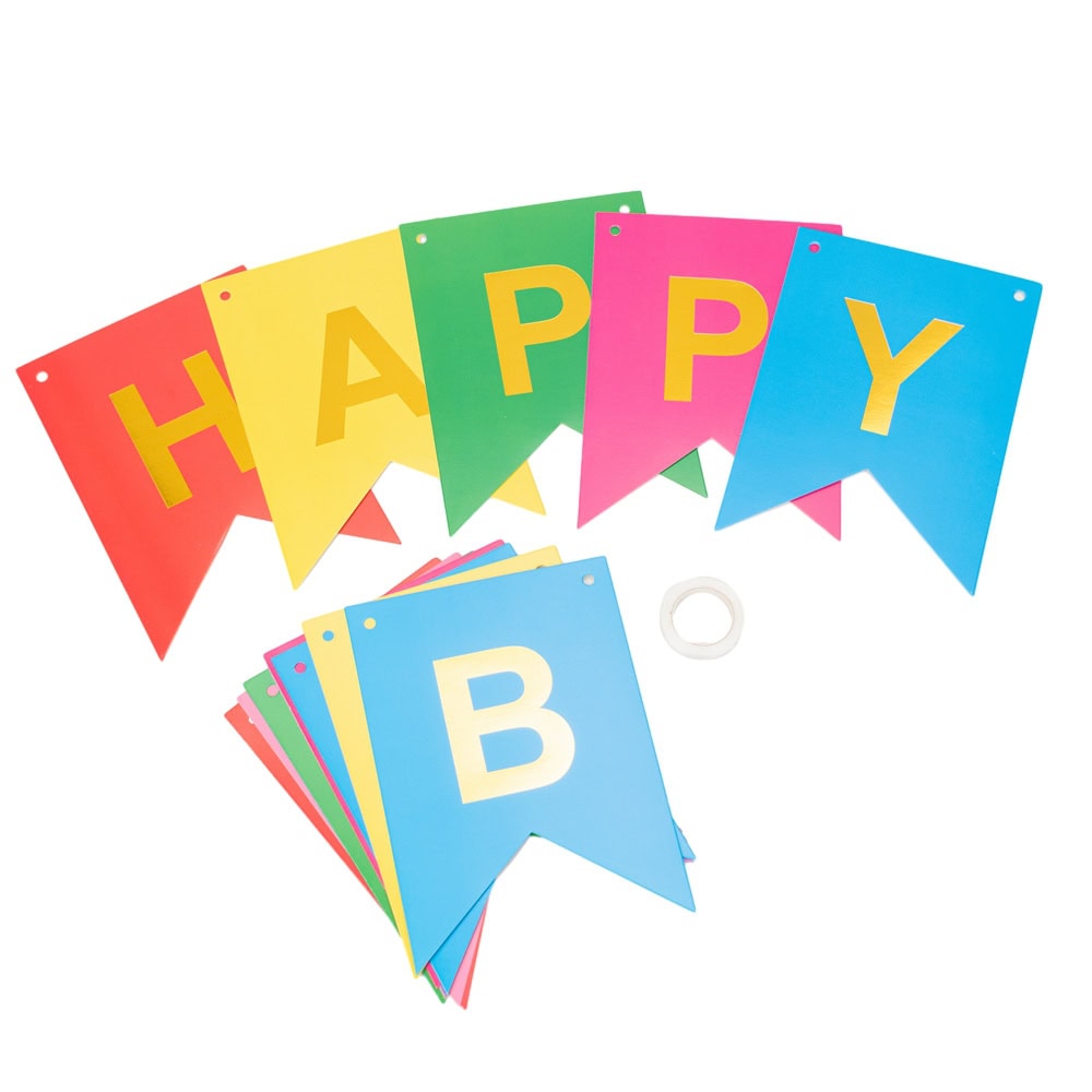 Foi hârtie cu litere pentru petrecere cu mesaj Happy Birthday - multicolor 3 - craftup.ro