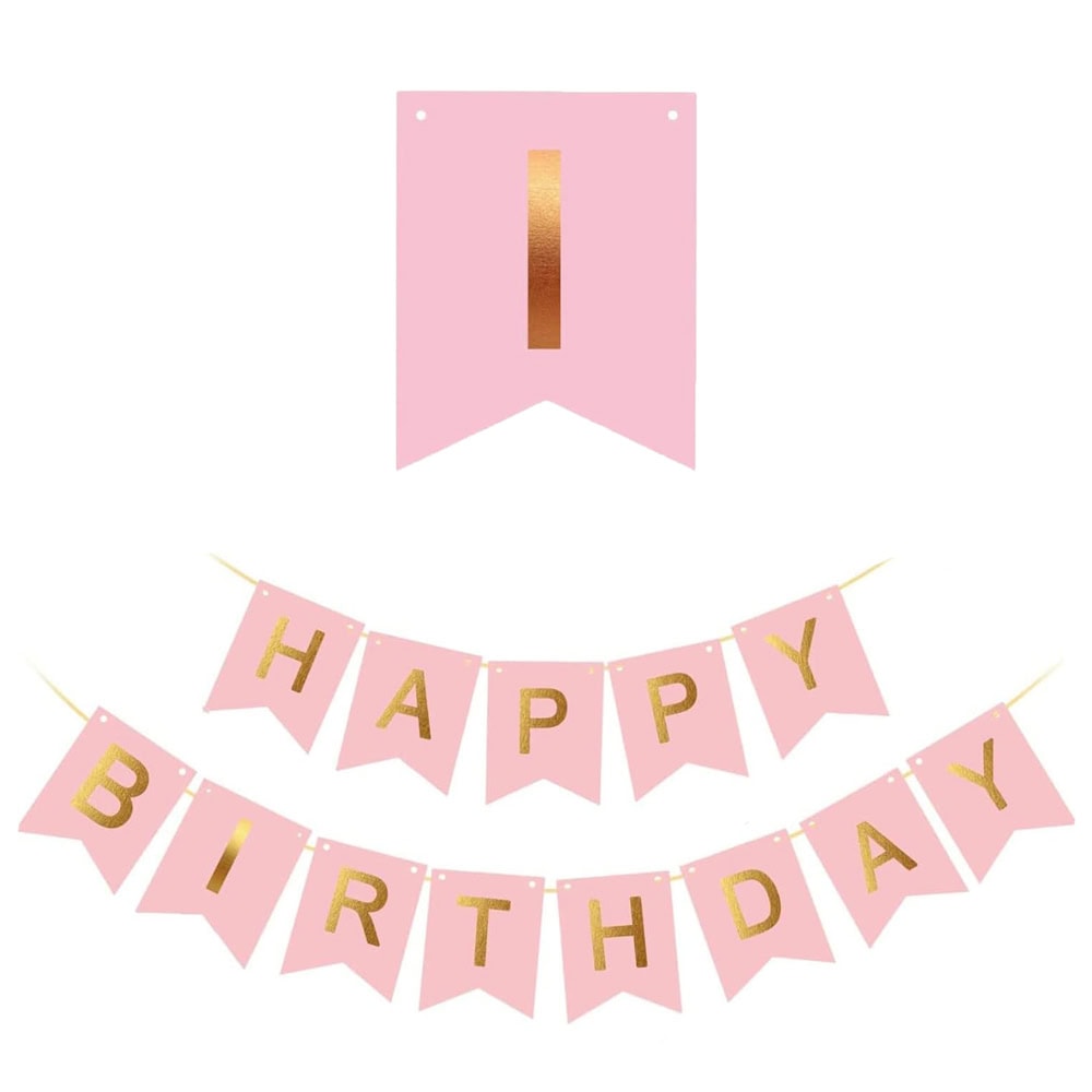Foi hârtie cu litere pentru petrecere cu mesaj Happy Birthday - roz 1 - craftup.ro