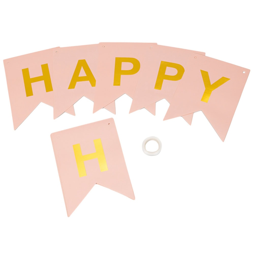 Foi hârtie cu litere pentru petrecere cu mesaj Happy Birthday - roz 3 - craftup.ro