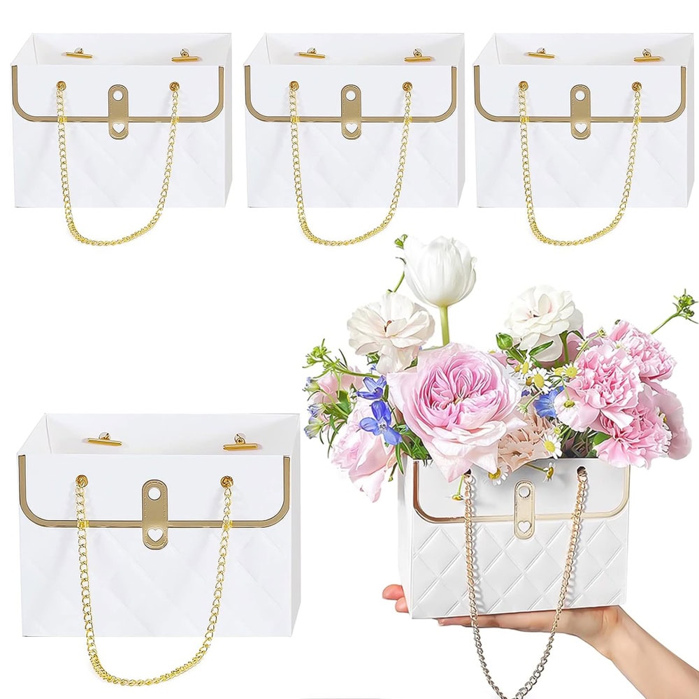Gentuță model romburi cu lănțișor auriu - alb (set 10 buc) 1 - craftup.ro