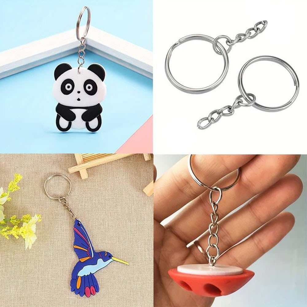 Inele breloc argintii 2.5cm cu lanț 8 - craftup.ro