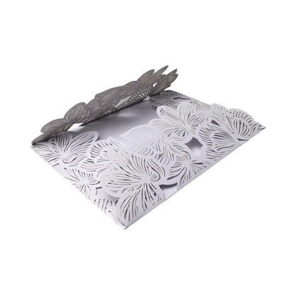 Invitație din hârtie pentru evenimente model floral 18x12,5cm - alb 1 - craftup.ro
