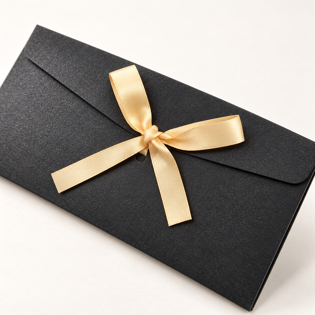 Plicuri sidefate cu fundiță din satin - negru (set 10 buc), detaliu de aproape - CraftUp