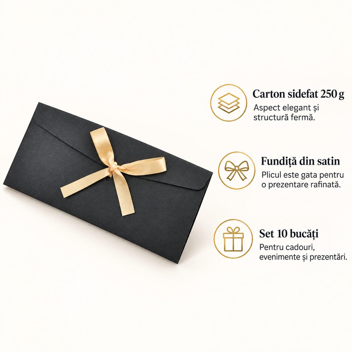 Plicuri sidefate cu fundiță din satin - negru (set 10 buc), avantaje - CraftUp
