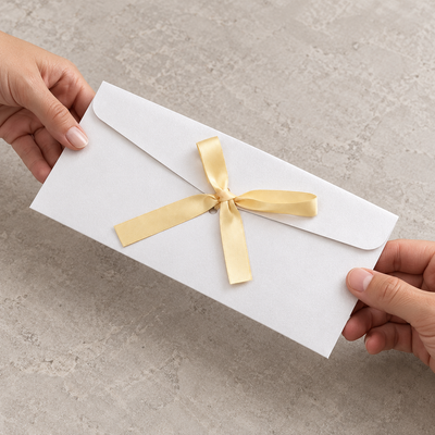 Plicuri sidefate cu fundiță din satin - alb (set 10 buc), exemplu de utilizare - CraftUp