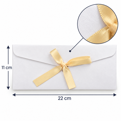 Plicuri sidefate cu fundiță din satin - alb (set 10 buc), dimensiuni - CraftUp