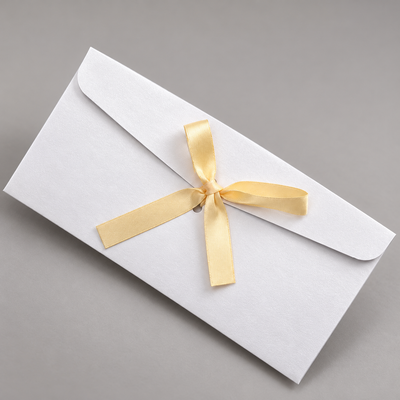 Plicuri sidefate cu fundiță din satin - alb (set 10 buc), detaliu de aproape - CraftUp