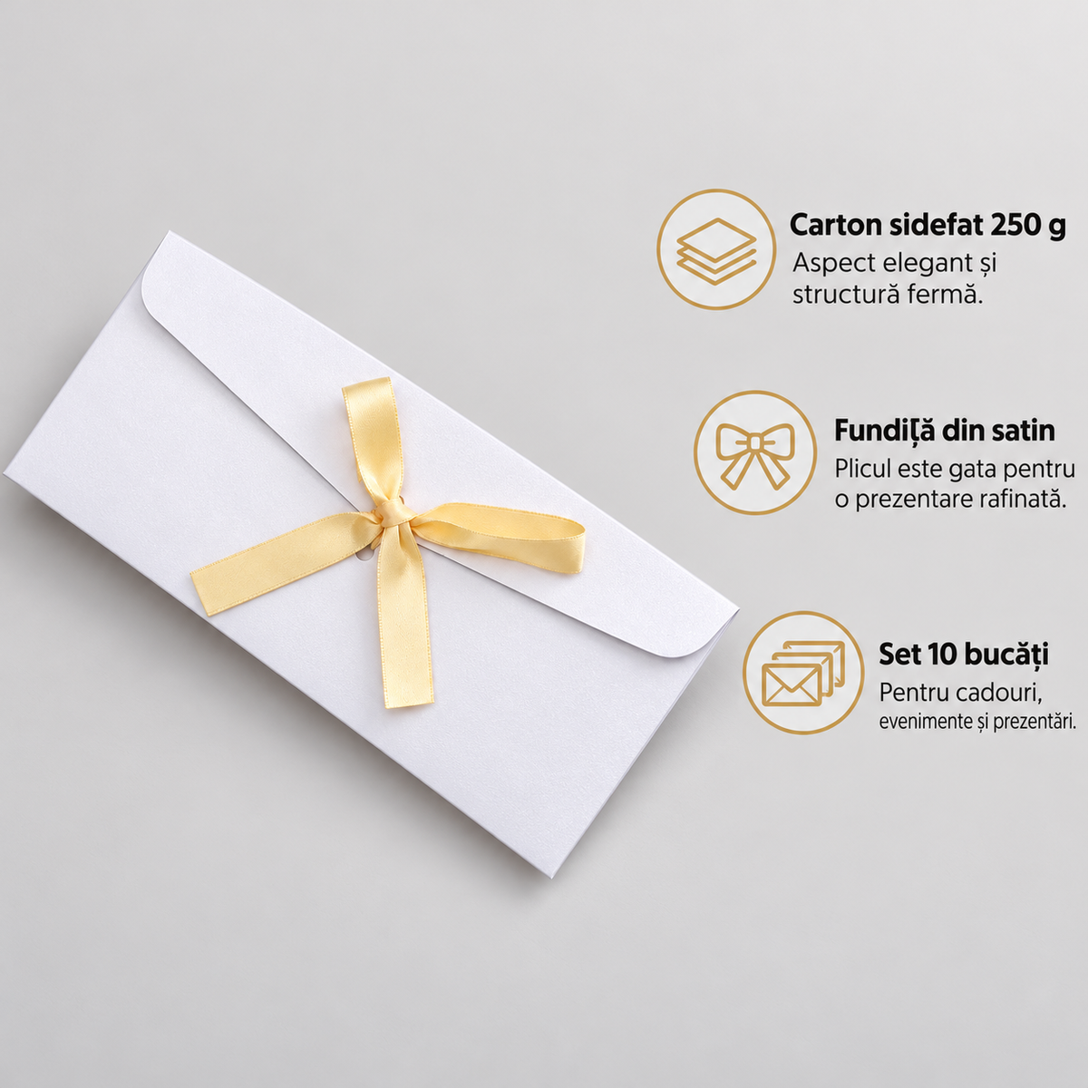 Plicuri sidefate cu fundiță din satin - alb (set 10 buc), avantaje - CraftUp