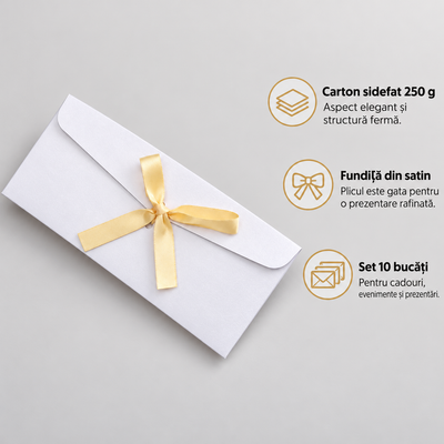 Plicuri sidefate cu fundiță din satin - alb (set 10 buc), avantaje - CraftUp