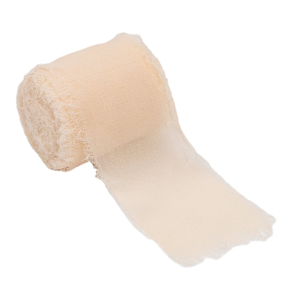 Panglică textil cu margini nefinisate - bej - 4cm x 5m 1 - crafup.ro