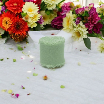 Panglică textil cu margini nefinisate - verde - 4cm x 5m 2 craftup.ro