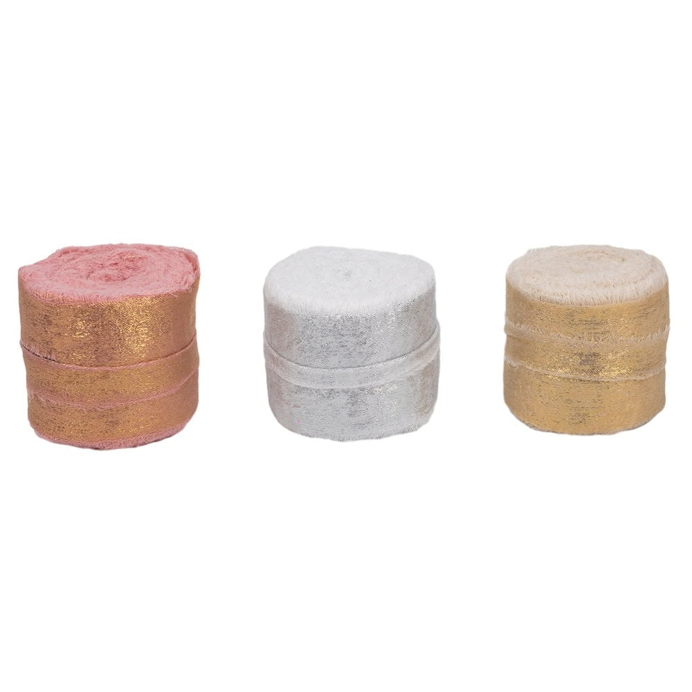 Panglică textil strălucitoare cu margini nefinisate - 4cm x 5m - 4 - craftup.ro
