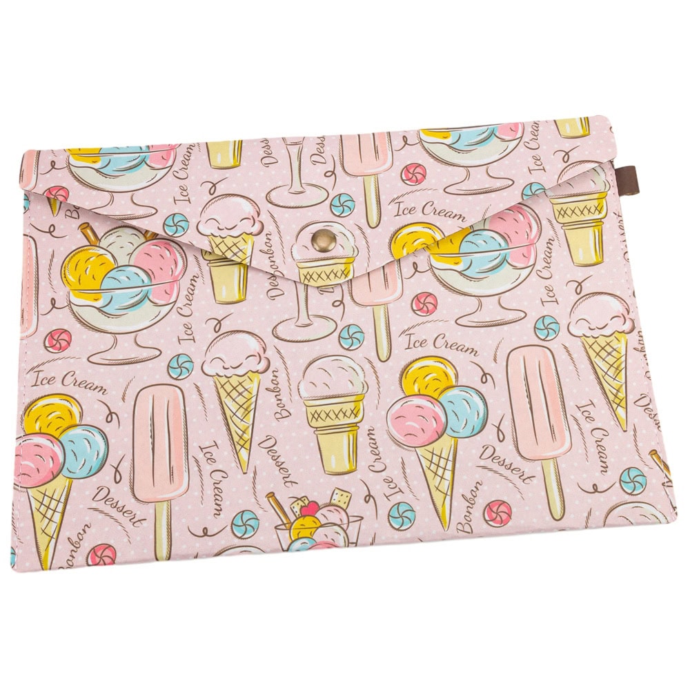 Plic textil cu capsă magnetică - model inghetata roz - 33x23.5cm 1 - craftup.ro