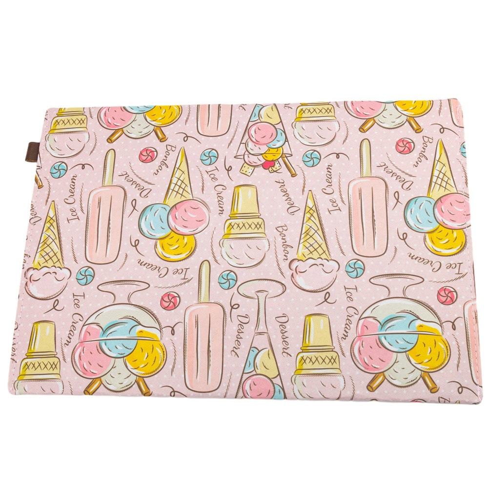 Plic textil cu capsă magnetică - model inghetata roz - 33x23.5cm 3 - craftup.ro