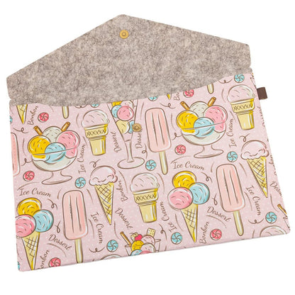 Plic textil cu capsă magnetică - model inghetata roz - 33x23.5cm 4 - craftup.ro