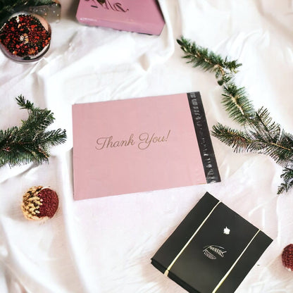 Plicuri curierat cu mesaj Thank You - roz (set 100 buc) 2 - craftup