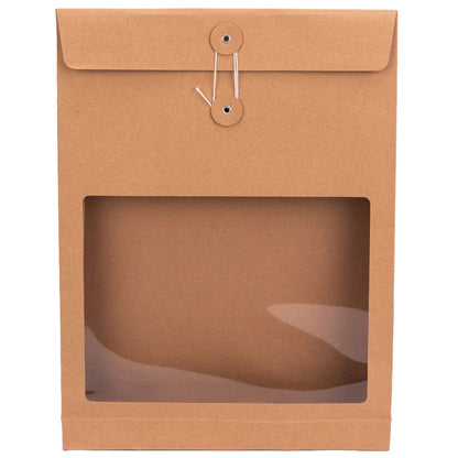Pungă stand up cu ferestră și închidere cu sfoară - kraft (set 10 buc) 36x27x5cm 1 - craftup.ro