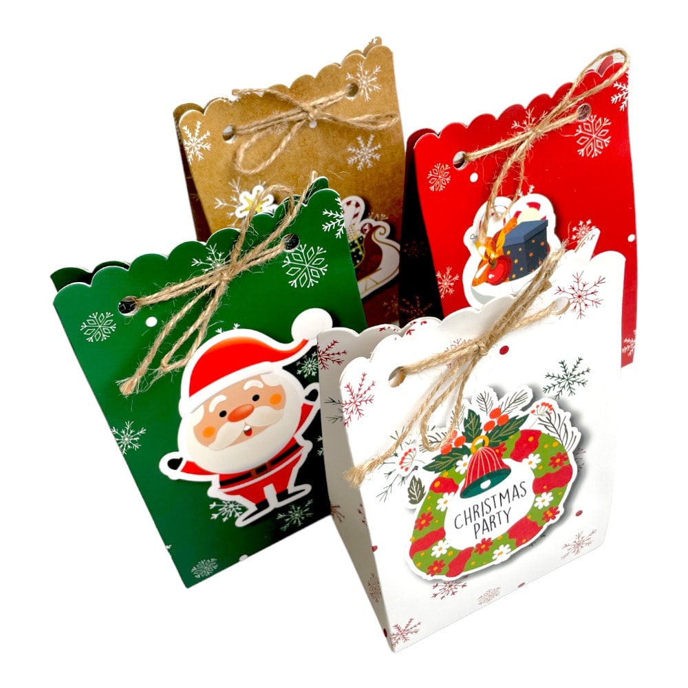 Pungi Crăciun cu sfoară iută mix 4 modele 3D (set 24 buc) 7x11.5x18cm 4 - craftup.ro