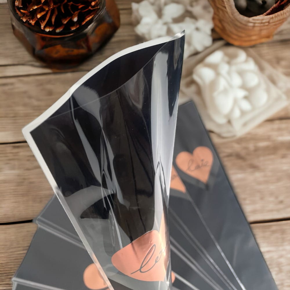 Pungi din plastic pentru flori model inimă - negru (set 30 buc) 2 - craftup.ro