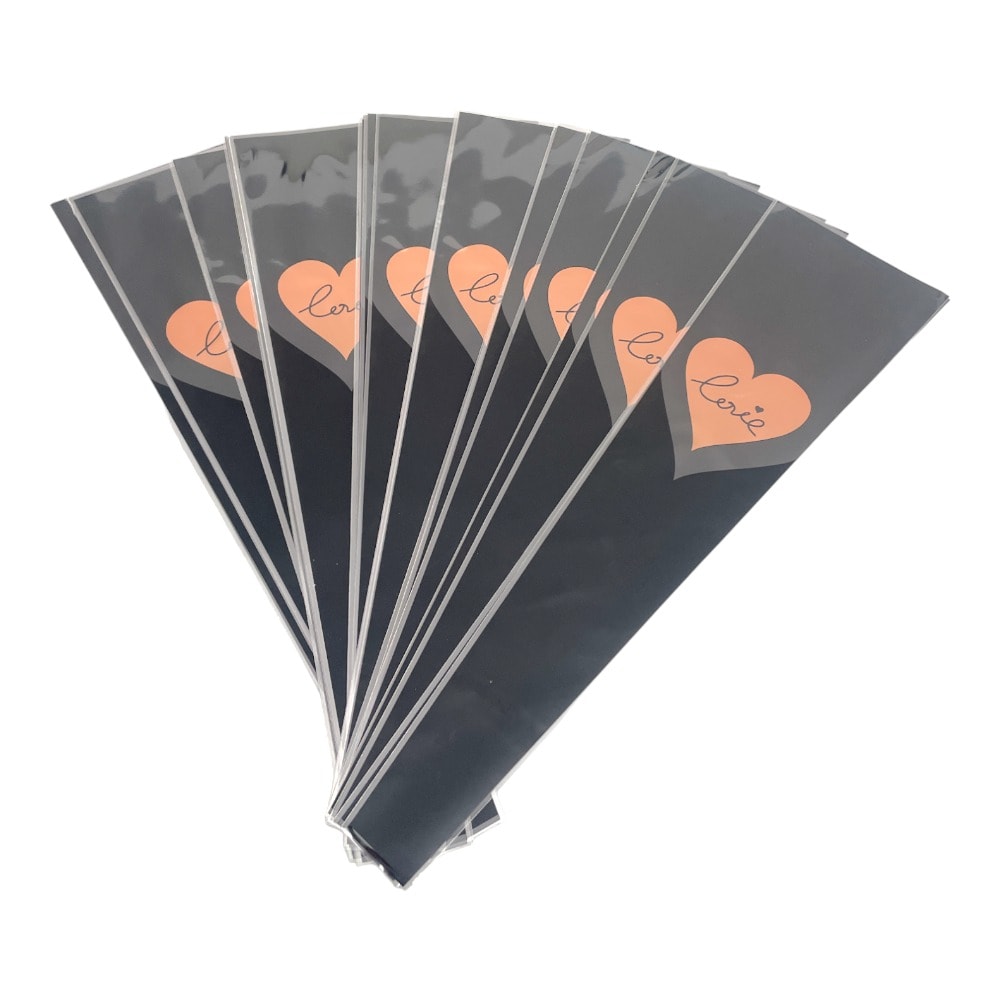 Pungi din plastic pentru flori model inimă - negru (set 30 buc) 3 - craftup.ro
