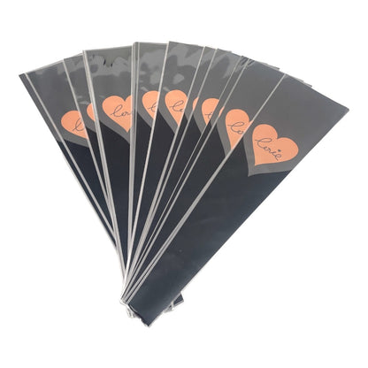 Pungi din plastic pentru flori model inimă - negru (set 30 buc) 3 - craftup.ro