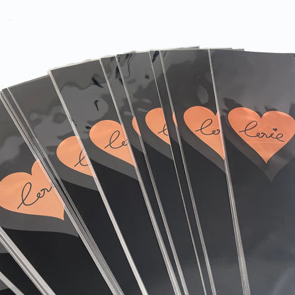 Pungi din plastic pentru flori model inimă - negru (set 30 buc) 4 - craftup.ro