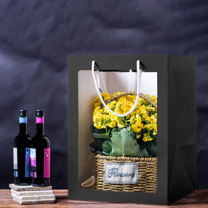 Pungi hârtie cu fereastră - negru c1 - craftup.ro