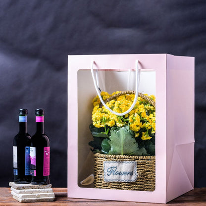 Pungi hârtie cu fereastră - roz c1 - craftup.ro
