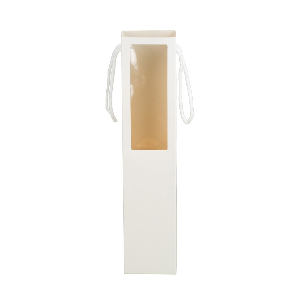 Pungi hârtie înalte cu fereastră si mâner - alb (set 12 buc) 1 - craftup.ro