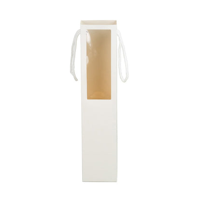 Pungi hârtie înalte cu fereastră si mâner - alb (set 12 buc) 1 - craftup.ro