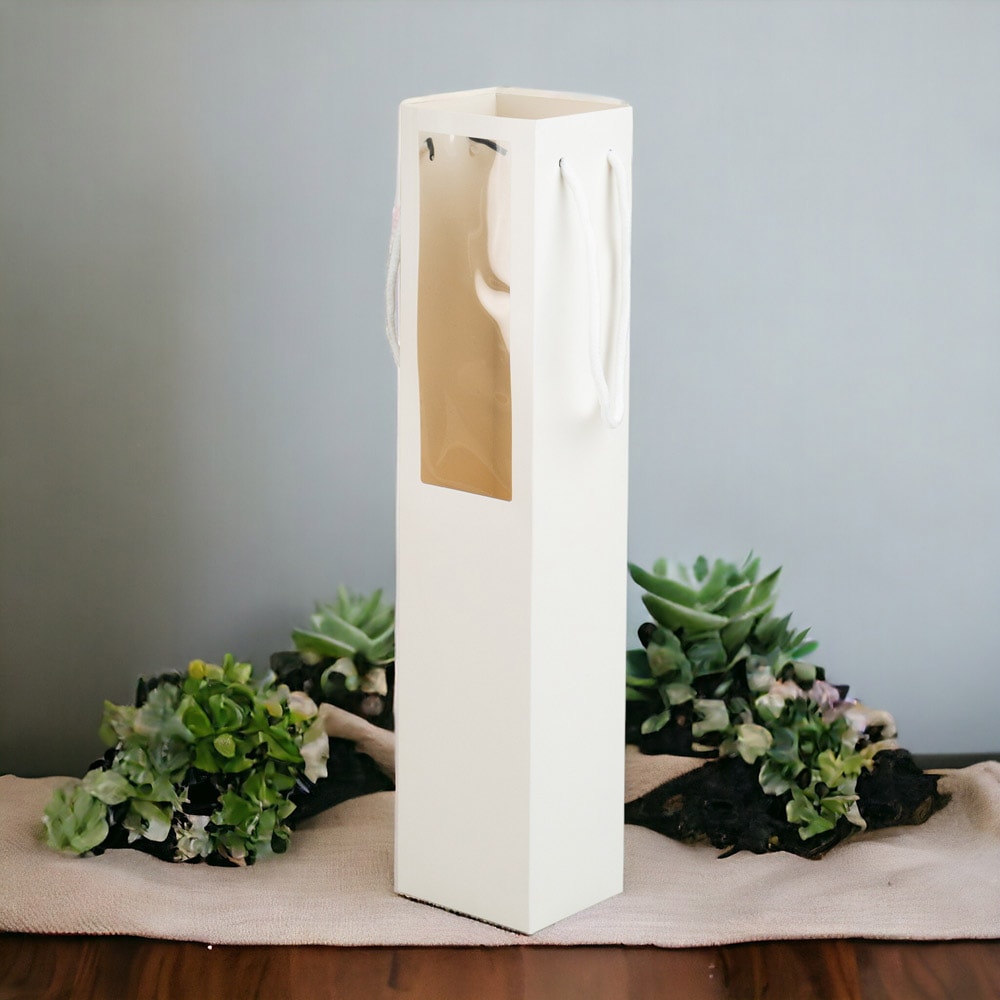 Pungi hârtie înalte cu fereastră si mâner - alb (set 12 buc) 2 - craftup.ro