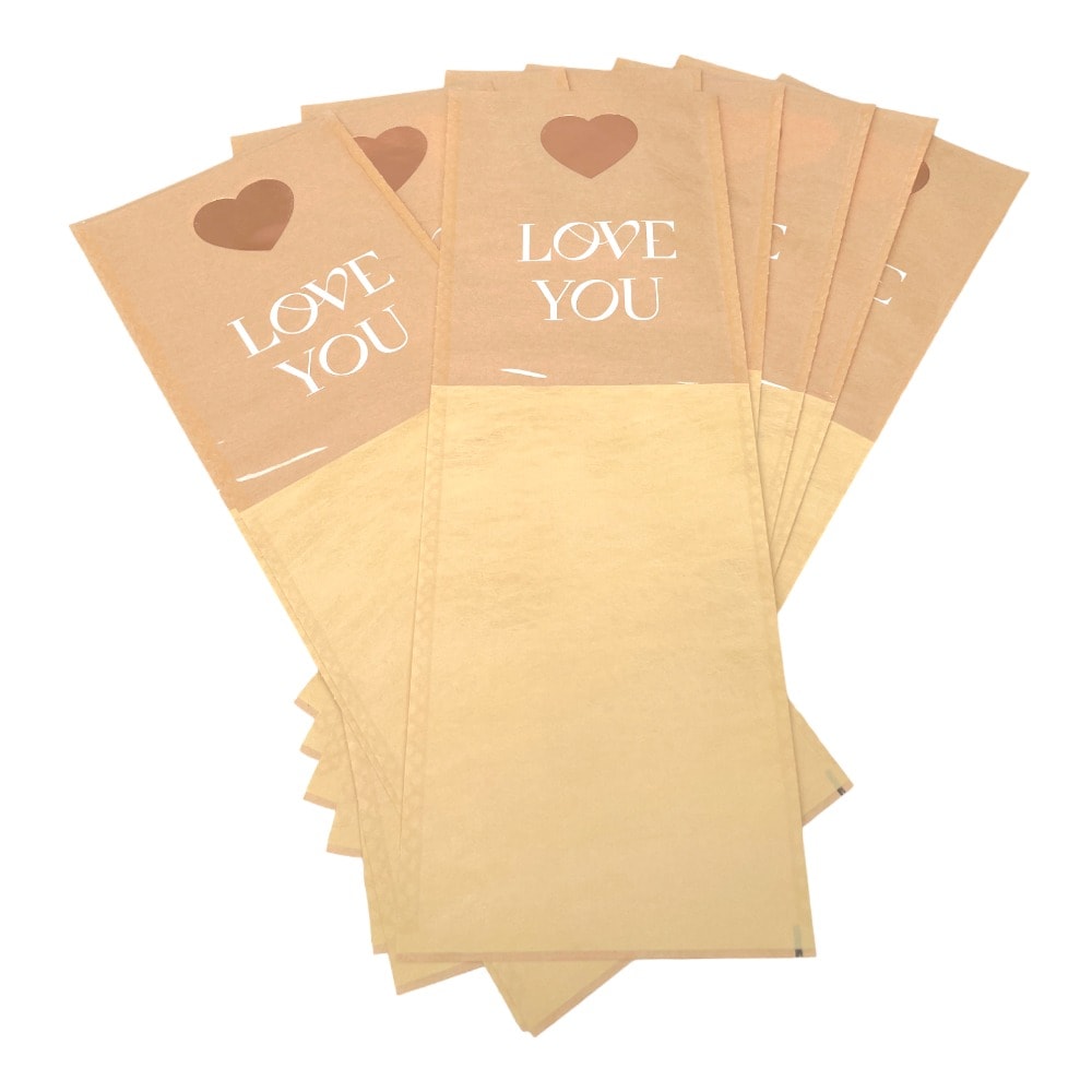 Pungi hârtie pentru flori Love you - maro (set 10 buc) 1 - craftup.ro