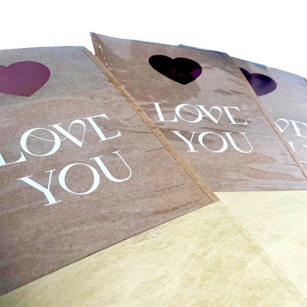 Pungi hârtie pentru flori Love you - maro (set 10 buc) 4 - craftup.ro