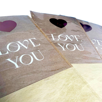 Pungi hârtie pentru flori Love you - maro (set 10 buc) 4 - craftup.ro