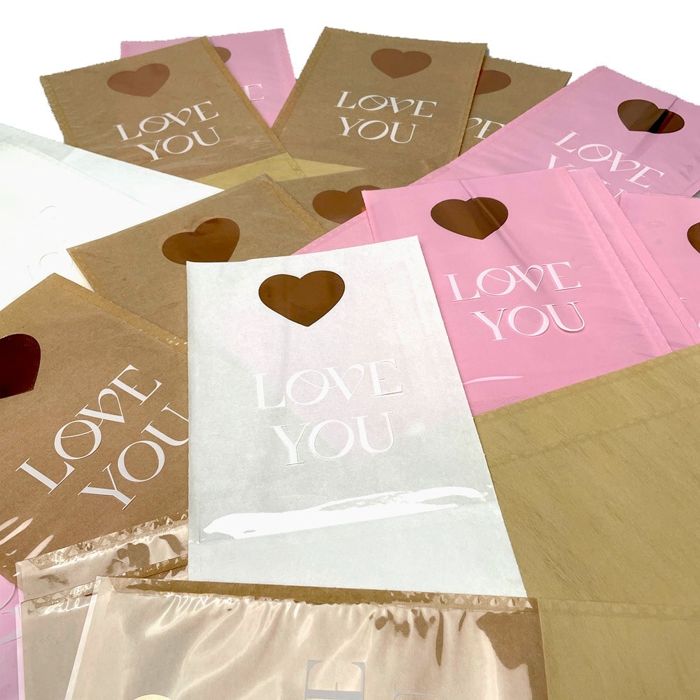 Pungi hârtie pentru flori Love you - (set 10 buc) 5 - craftup.ro