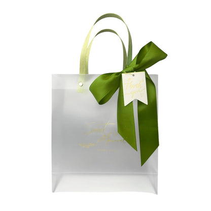 Pungi mate cu fundă și cartonaș Thank you - verde 2 - craftup.ro