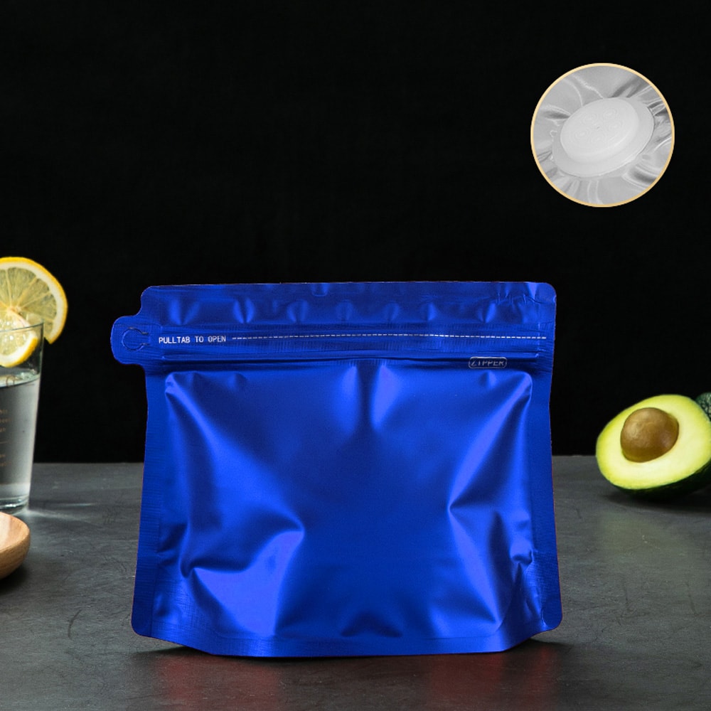 Pungi stand-up model pouch cu valvă și fermoar - albastru (set 50 buc) 20x17+4cm 2 - craftup.ro