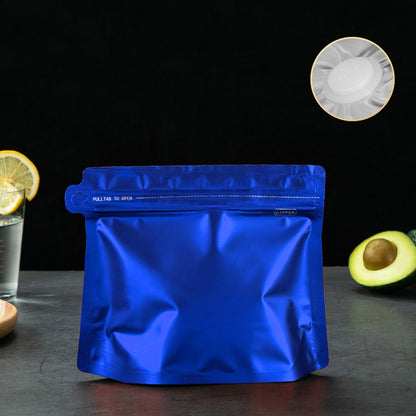 Pungi stand-up model pouch cu valvă și fermoar - albastru (set 50 buc) 20x17+4cm 2 - craftup.ro