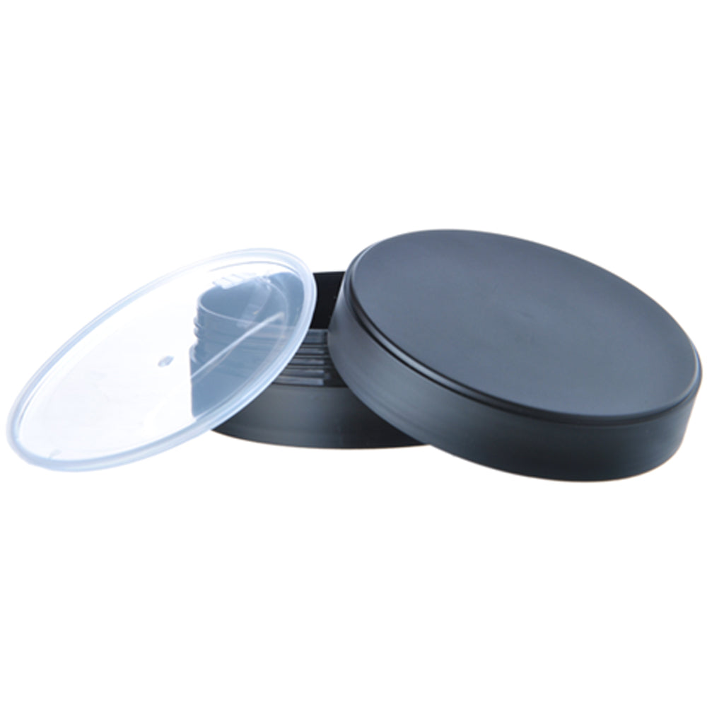Recipient rotund plat negru mat cu capac 100ml