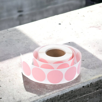 Rolă 500 stickere blank rotunde 2.5cm - roz 2 - craftup.ro