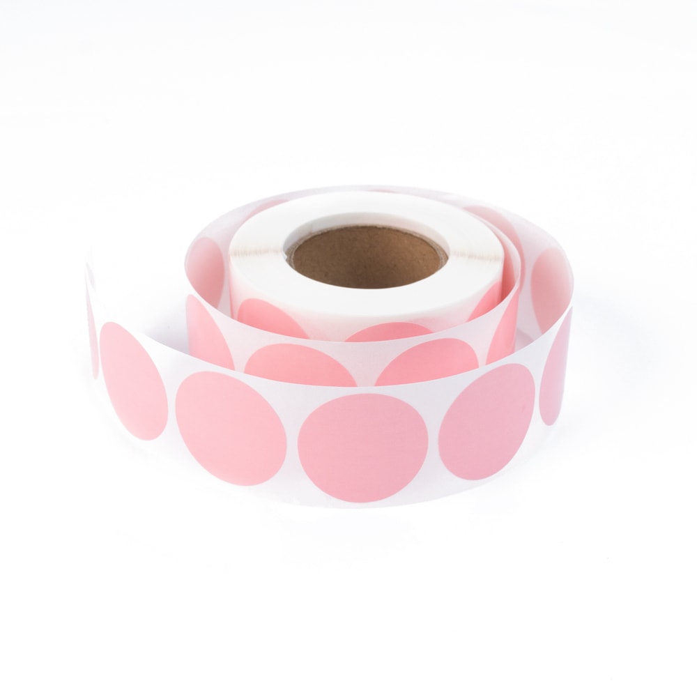 Rolă 500 stickere blank rotunde 2.5cm - roz 3 - craftup.ro