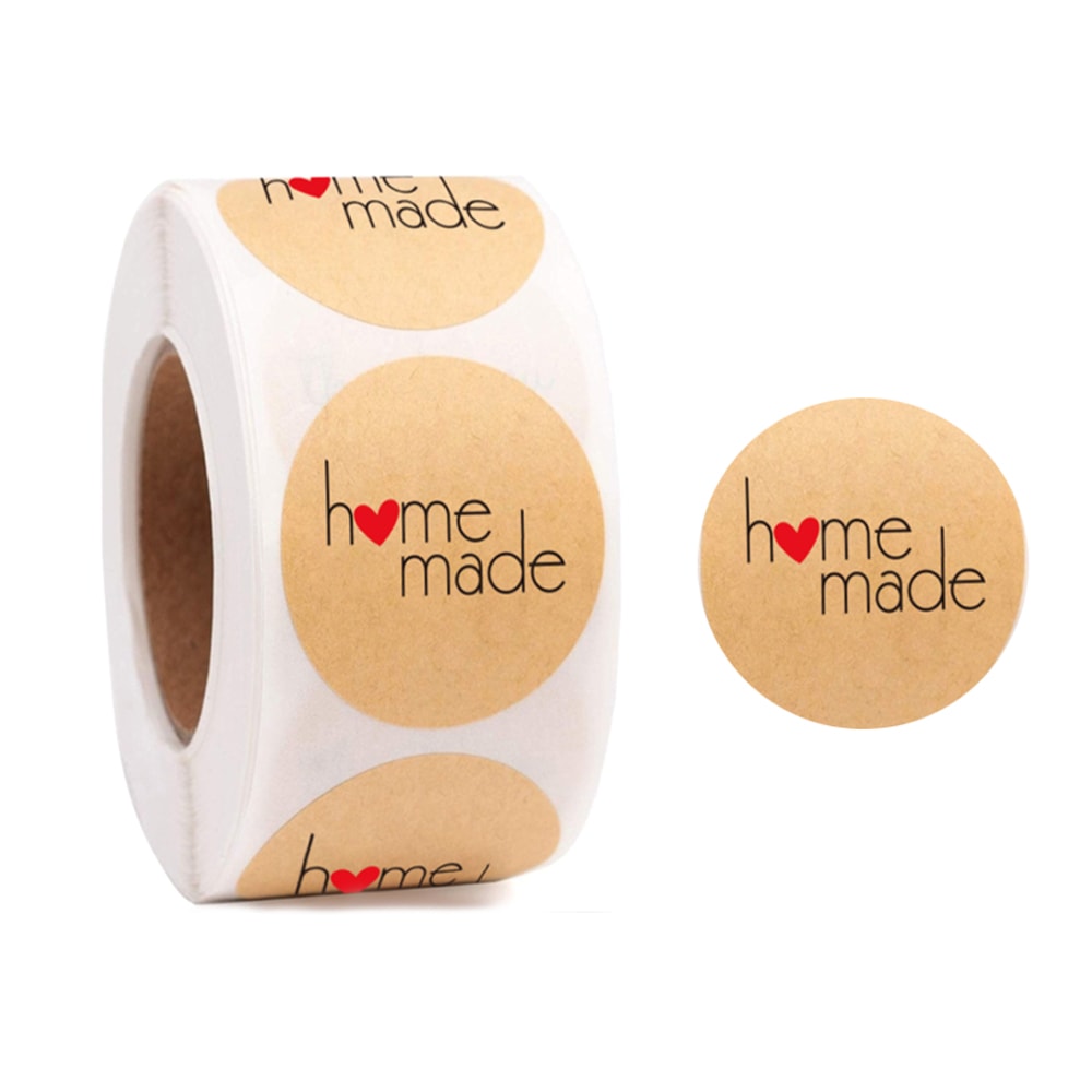 Rolă 500 stickere rotunde Homemade 2.5cm - kraft 1 - craftup.ro
