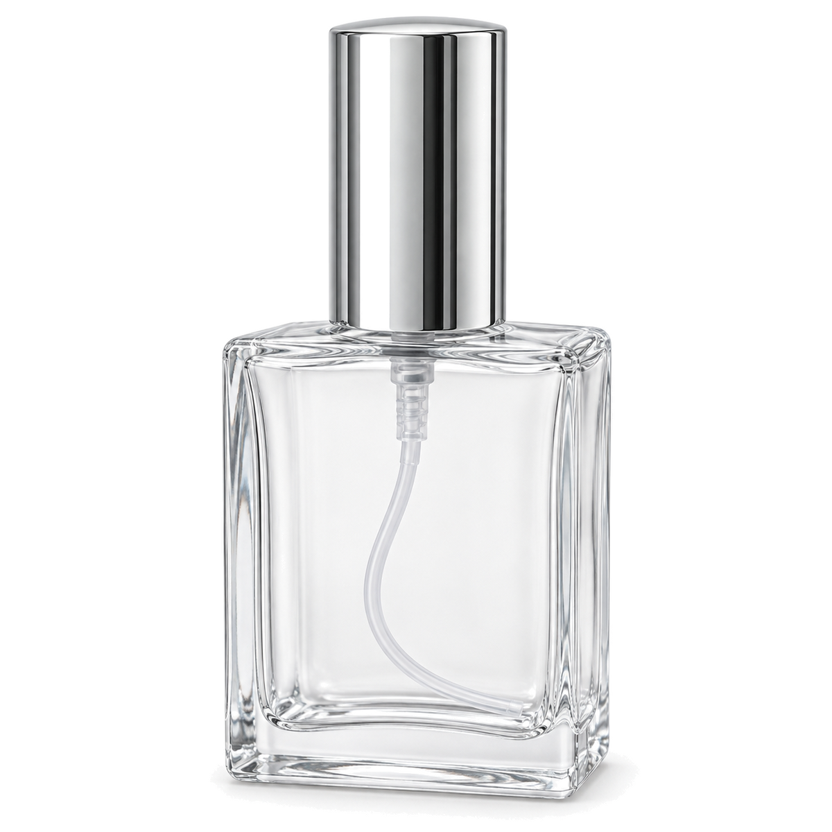 Sticluță de parfum pătrată cu spray și capac argintiu, 15 ml - transparentă - CraftUp