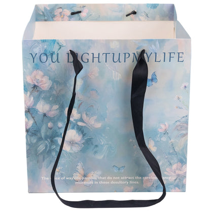 Sacoșă pătrată cu mesaj și mâner textil - bleu (set 10 buc) 27.5x27.5cm 1 - craftup.ro