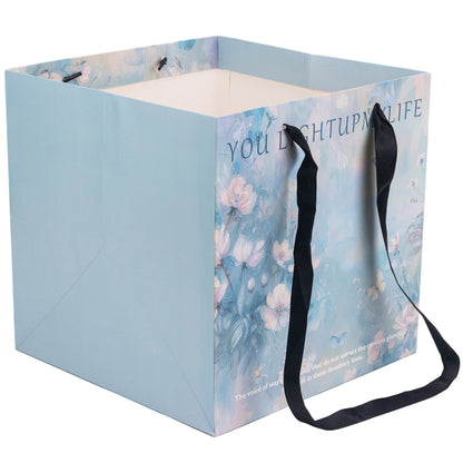 Sacoșă pătrată cu mesaj și mâner textil - bleu (set 10 buc) 27.5x27.5cm 3 - craftup.ro
